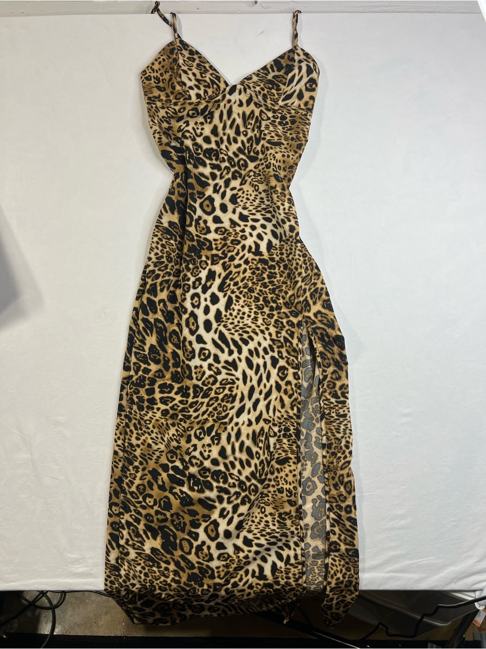 Love Poem Leopard print maxi dress with high side slit